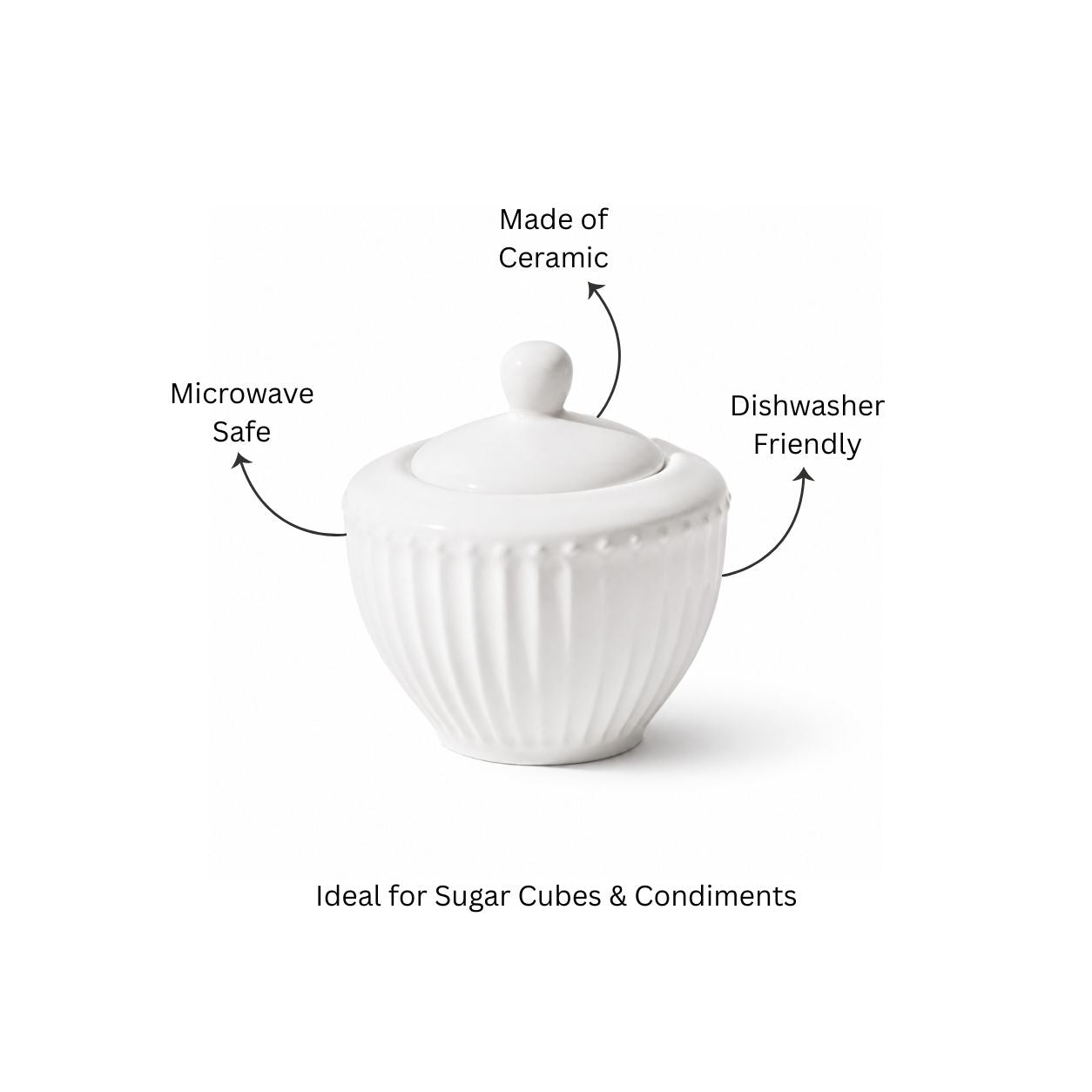 Aria Ceramic Sugar Bowl - White