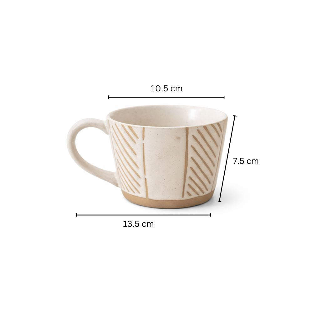 Ceramic Large Cup - Beige Lines