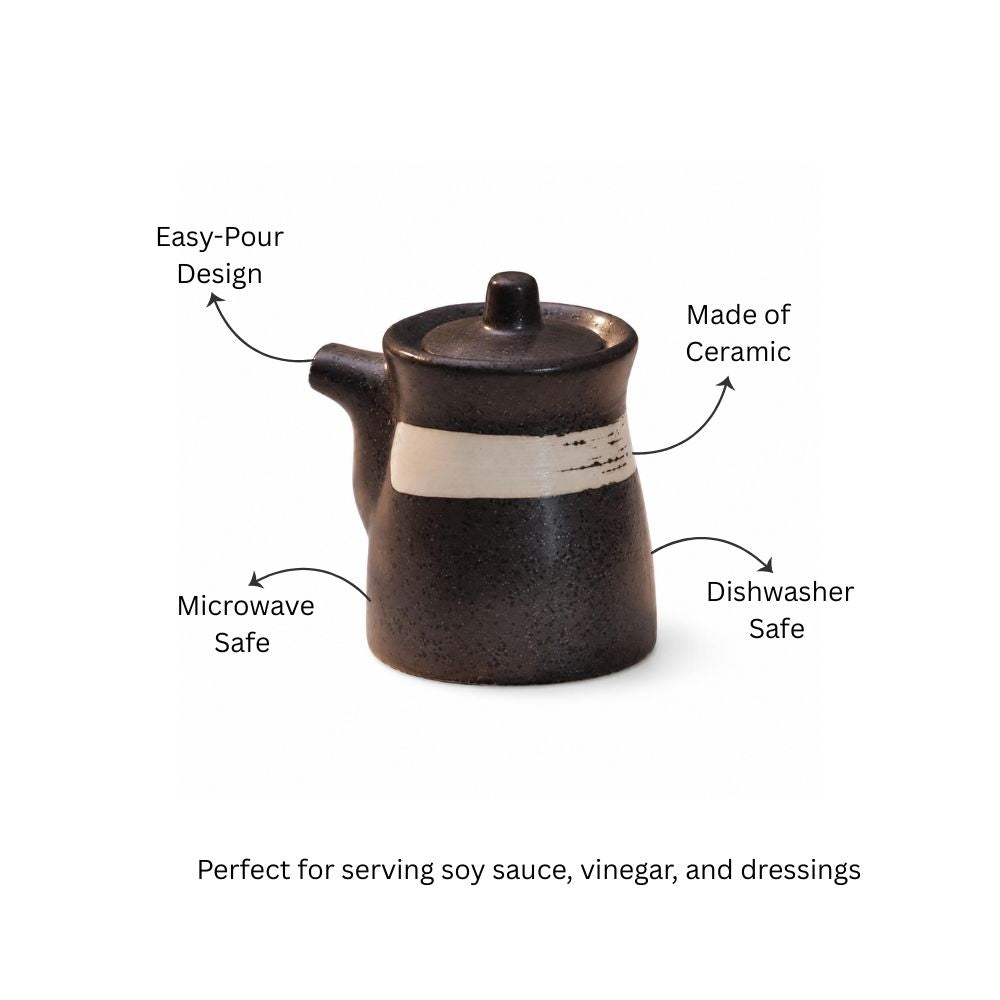 Seta Ceramic Condiment Dispenser - Black White