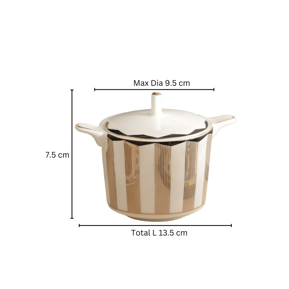 Cirque Sugar Bowl with Lid - White Gold