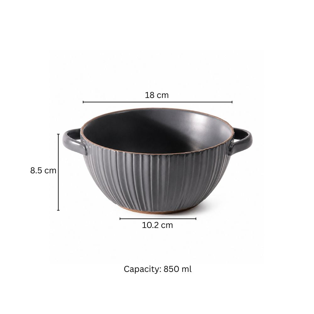 Isla Serving Bowl with Handles - Dark Grey