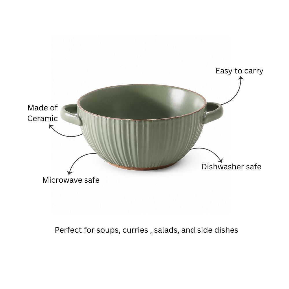 Isla Serving Bowl with Handles - Forest Green