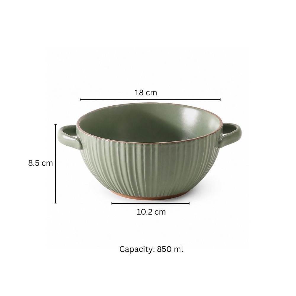 Isla Serving Bowl with Handles - Forest Green