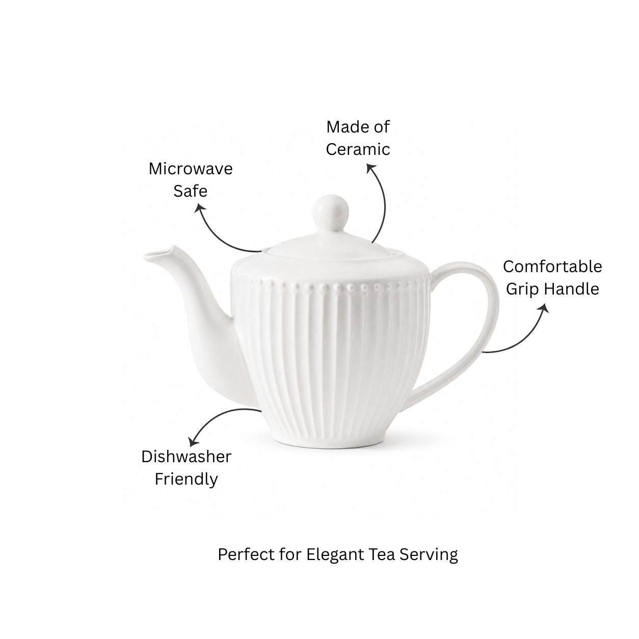 Aria Ceramic Teapot 900ml - White