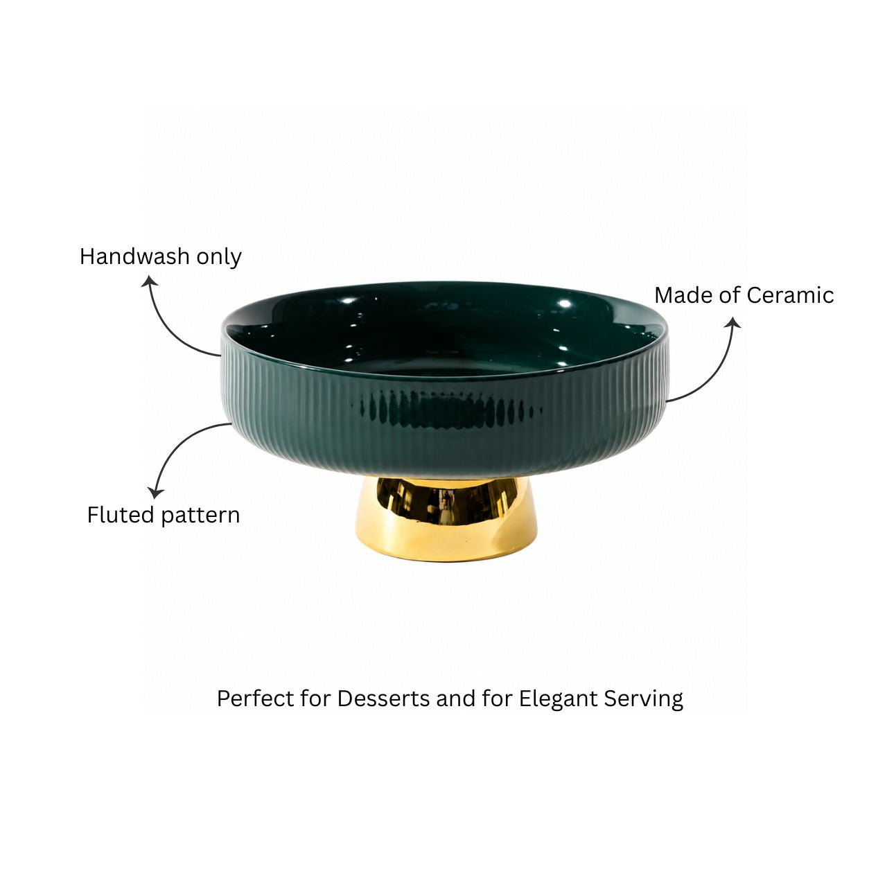 Aura Elevated Ceramic Bowl Small - Emerald Gold