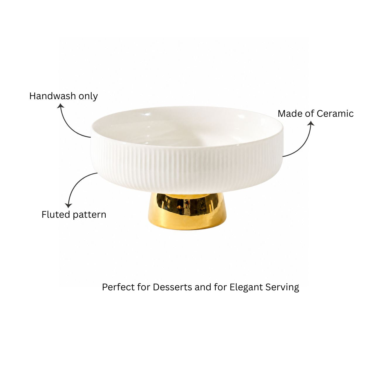 Aura Elevated Ceramic Bowl Small - Ivory Gold