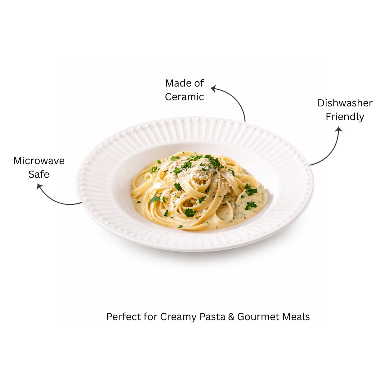 Aria Ceramic Pasta Plate - White