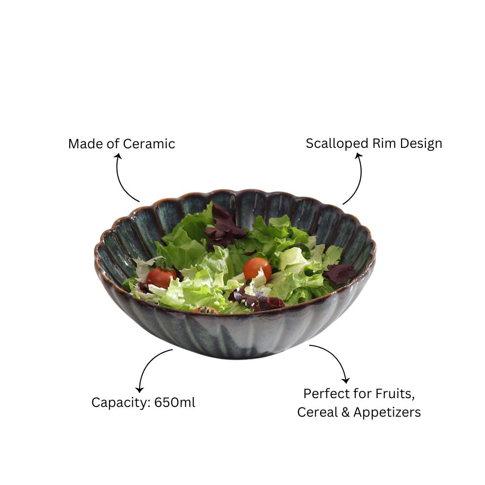 Mara Shallow Medium Bowl - Sea Green