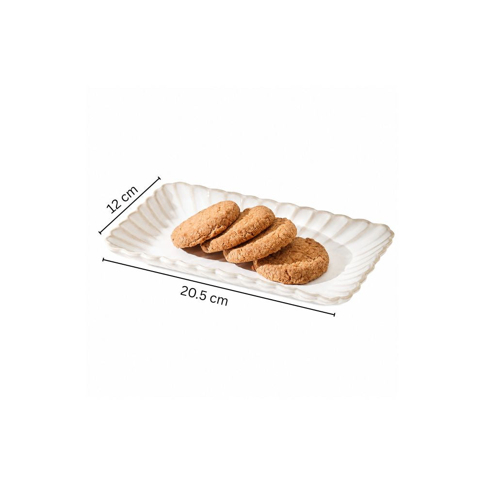 Scallop Rectangular Serving Plate - Ivory