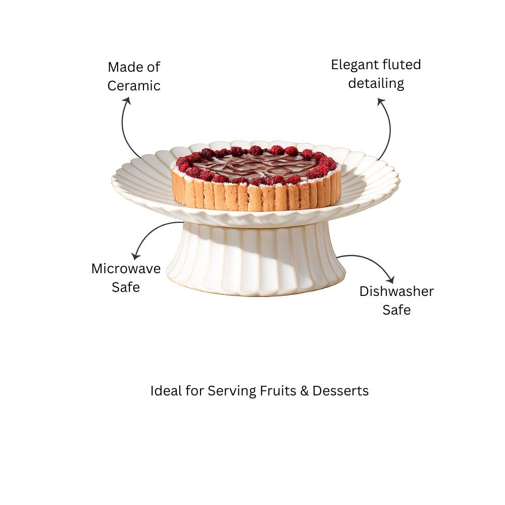 Scallop Elevated Plate - Ivory