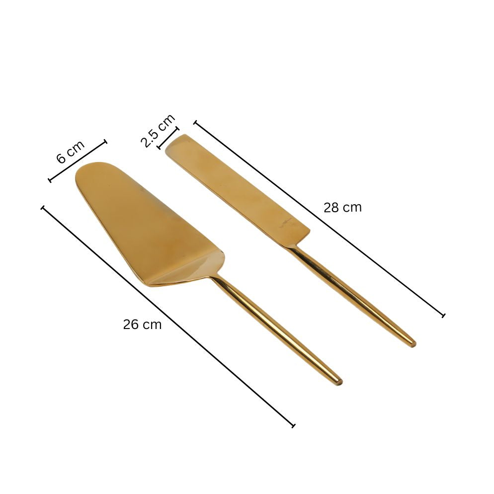 Dulce Cake Knife and Server Set - Gold