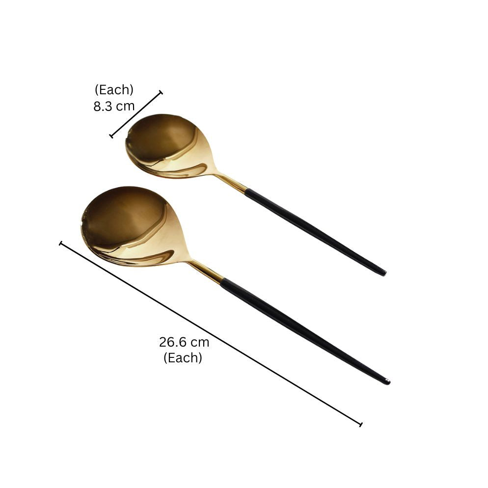 Dual Serving Spoons, Set of 2 - Black Gold