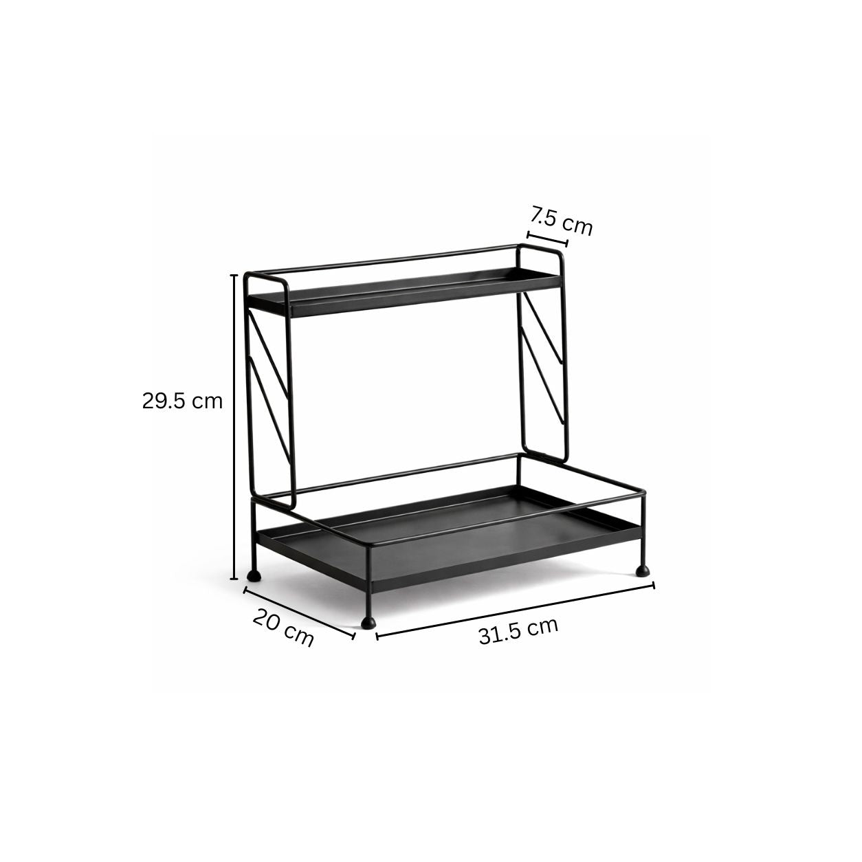 Kirin 2-Tier Metal Shelf - Black