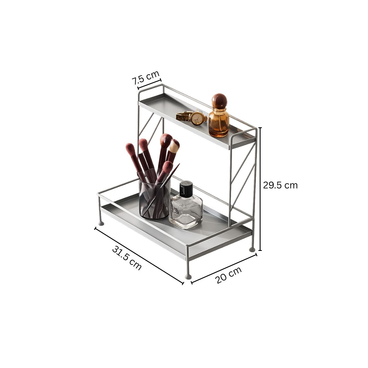 Kirin 2-Tier Metal Shelf - Light Grey