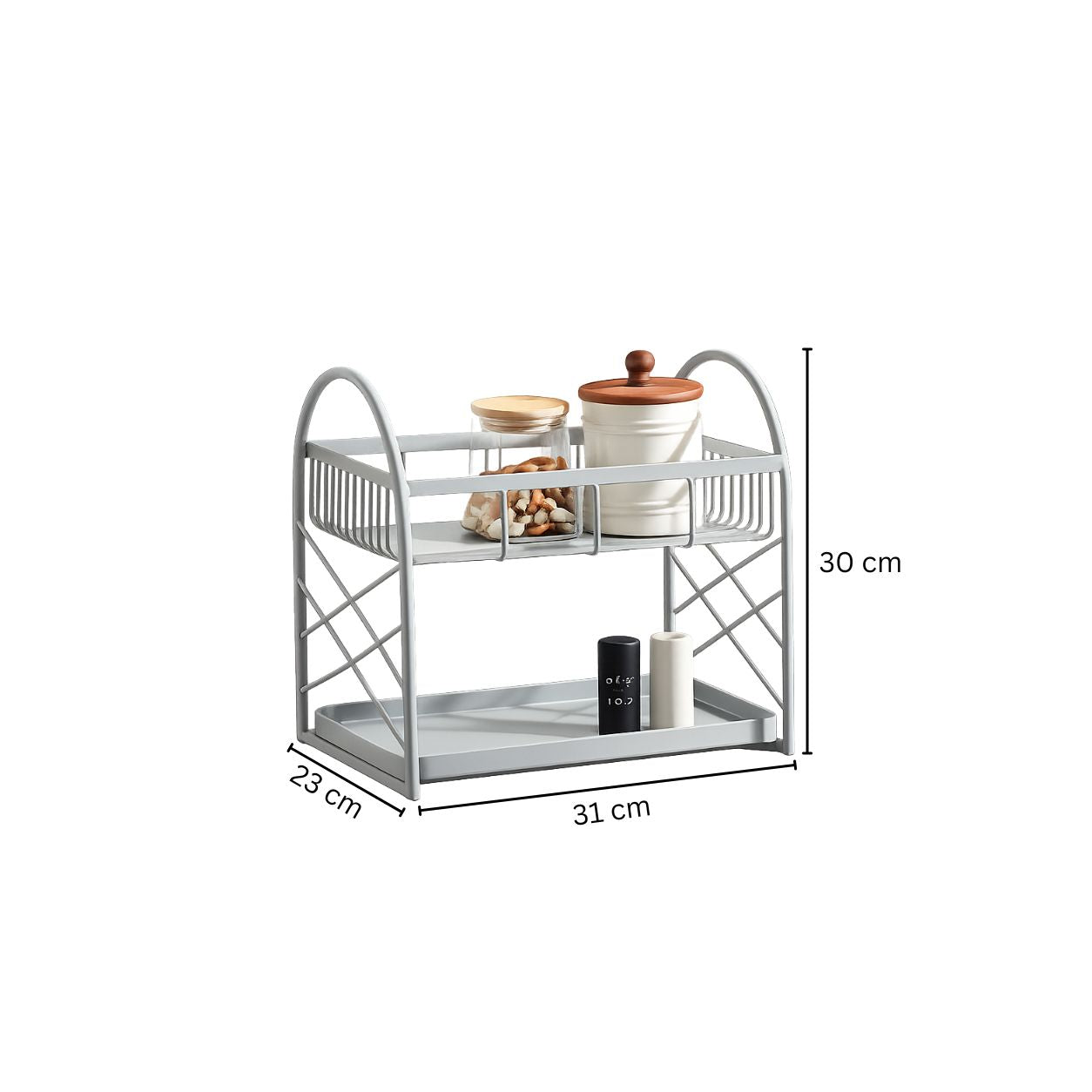 Mercer 2-Tier Metal Shelf - Light Grey