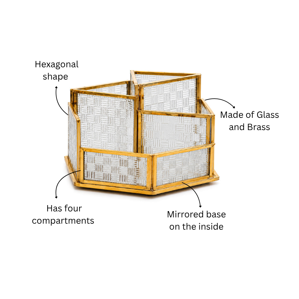 Raye Hexagonal Multi-compartment Organiser - Clear Gold