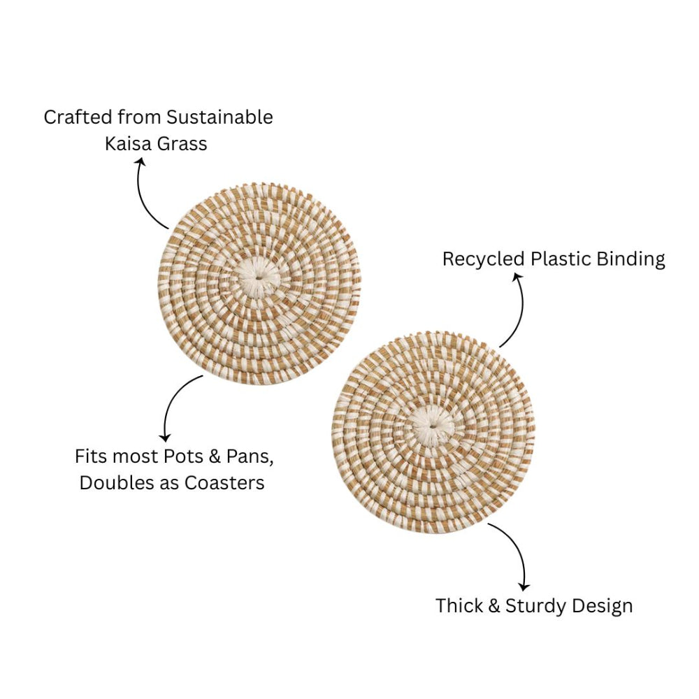 Elio Kaisa Round Trivets, Set of 2 - Natural