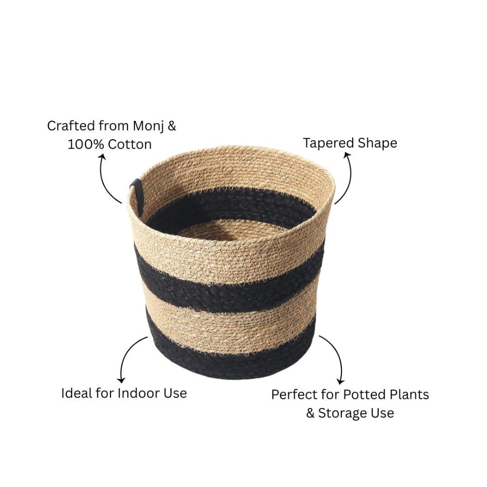 Cotton & Moonj Tapered Basket - Monochrome