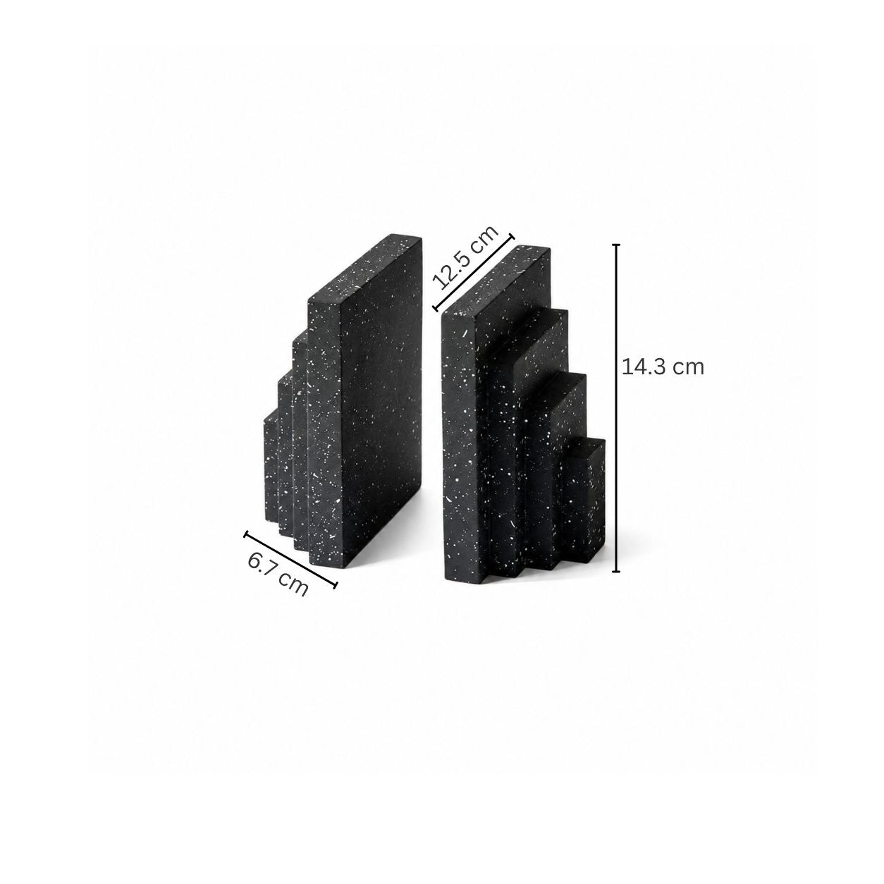 Accordion Bookends, Set of 2 - Speckled Black