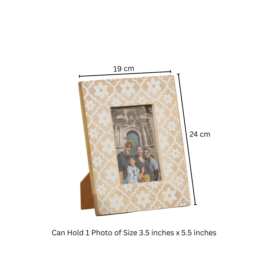 Frangipani Wooden Photo Frame Medium - Birch