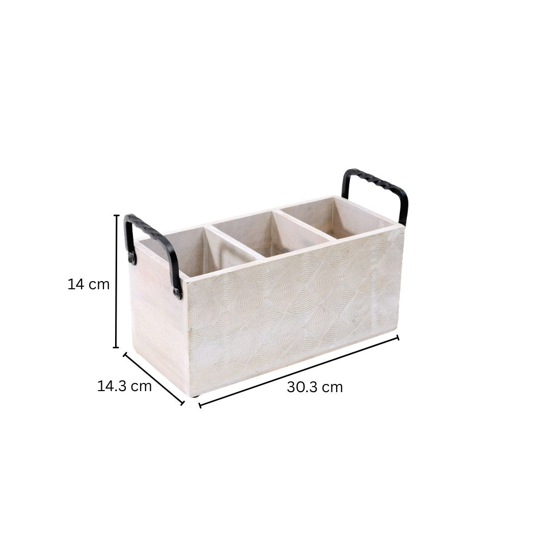 Sonar Rectangular Sectioned Caddy - Aspen White