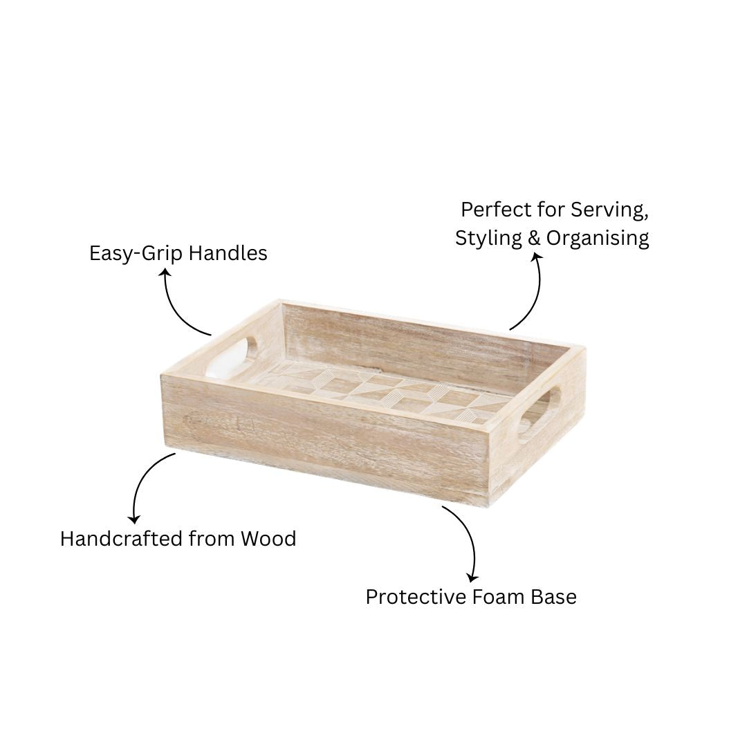 Patterned Serving Tray Medium - Aspen White