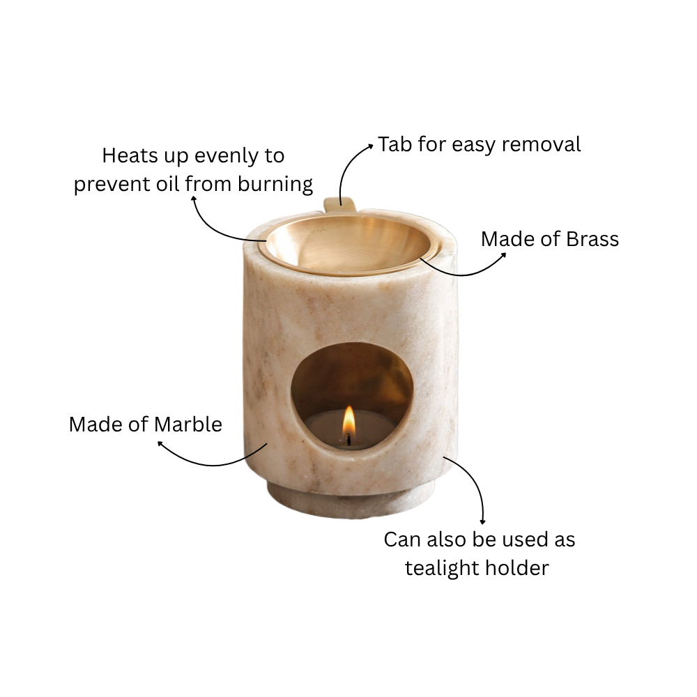 Astra Marble & Brass Aroma Diffuser - Beige Gold
