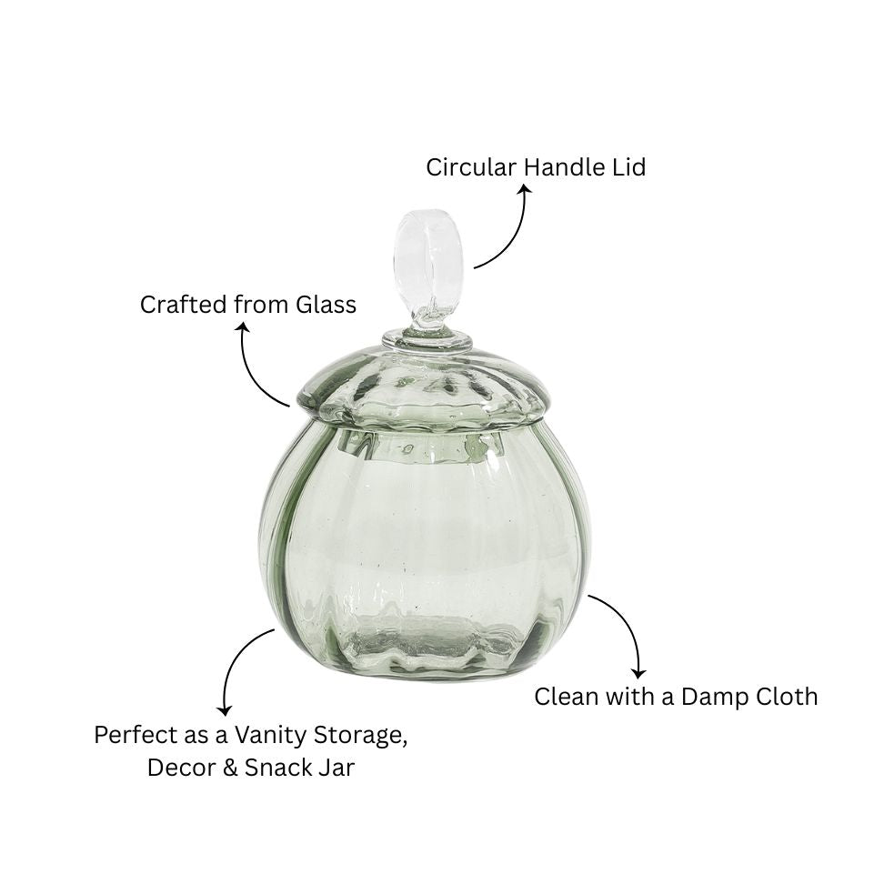 Auro Fluted Round Storage Jar Small - Sage