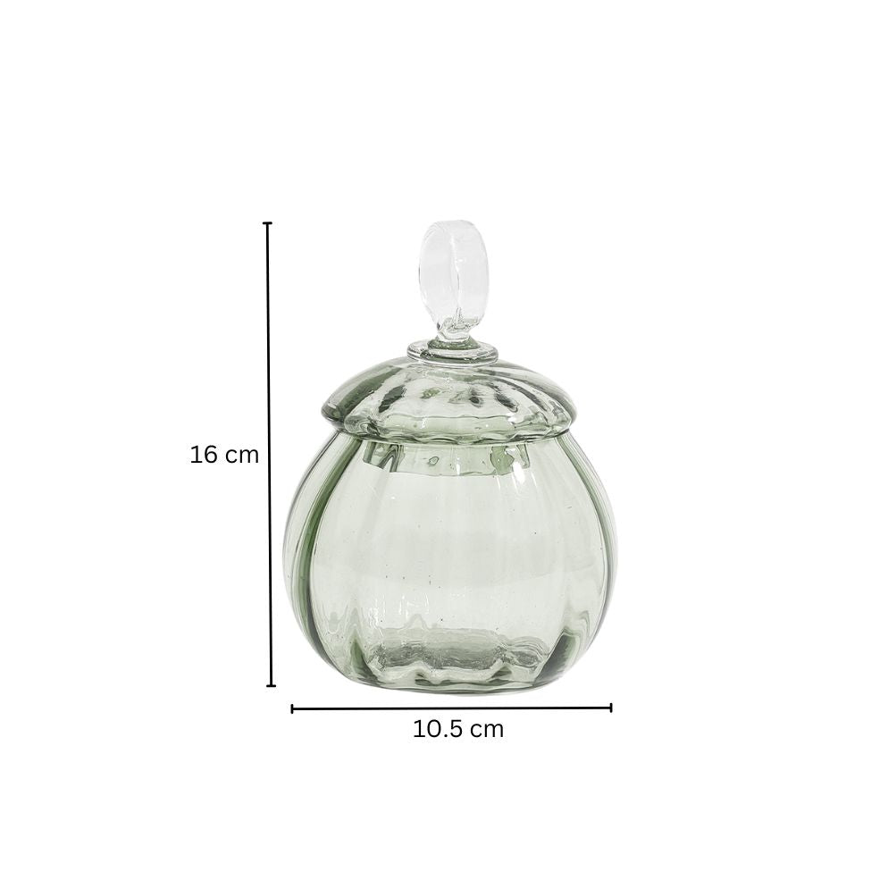 Auro Fluted Round Storage Jar Small - Sage