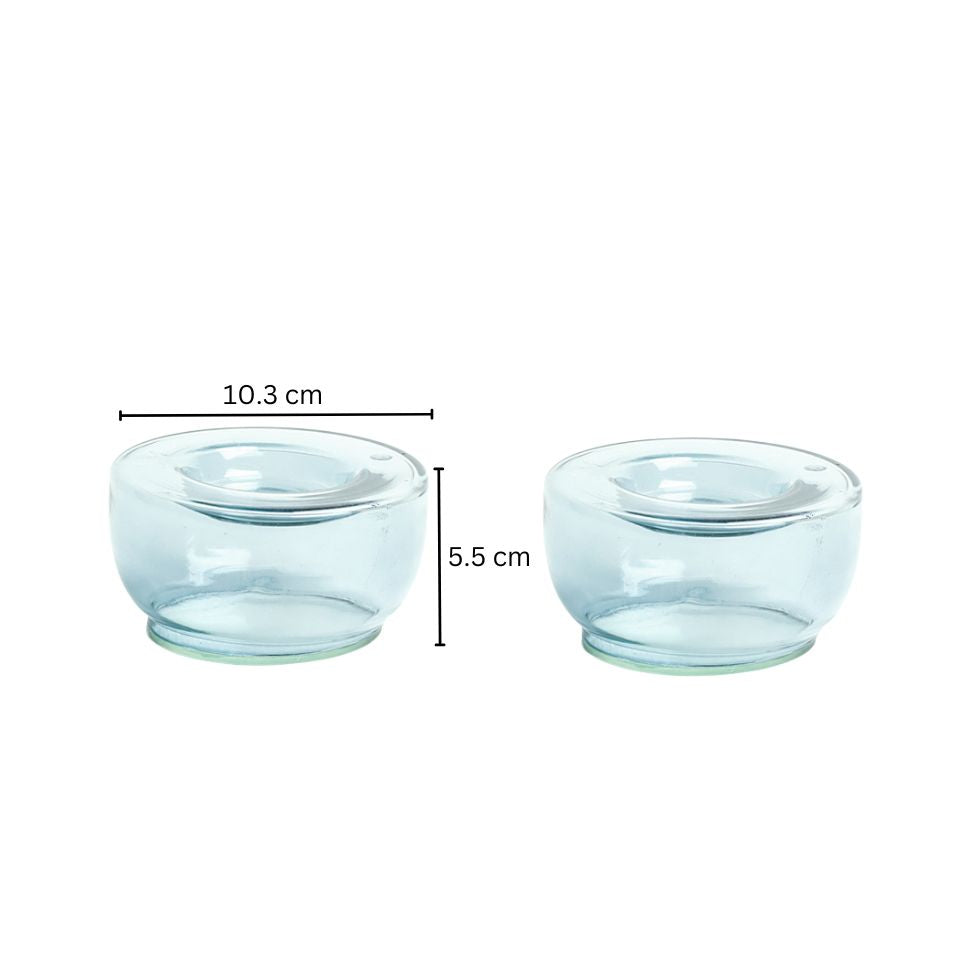Ella Round Tealight Holders, Set of 2 - Aqua