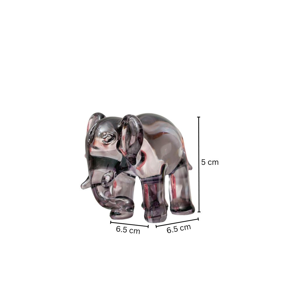 Elephant Mini Glass Sculpture - Smoky Grey