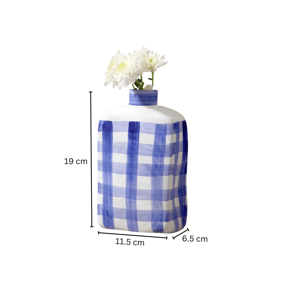 Bidon Handpainted Glass Vase Medium - Azure White