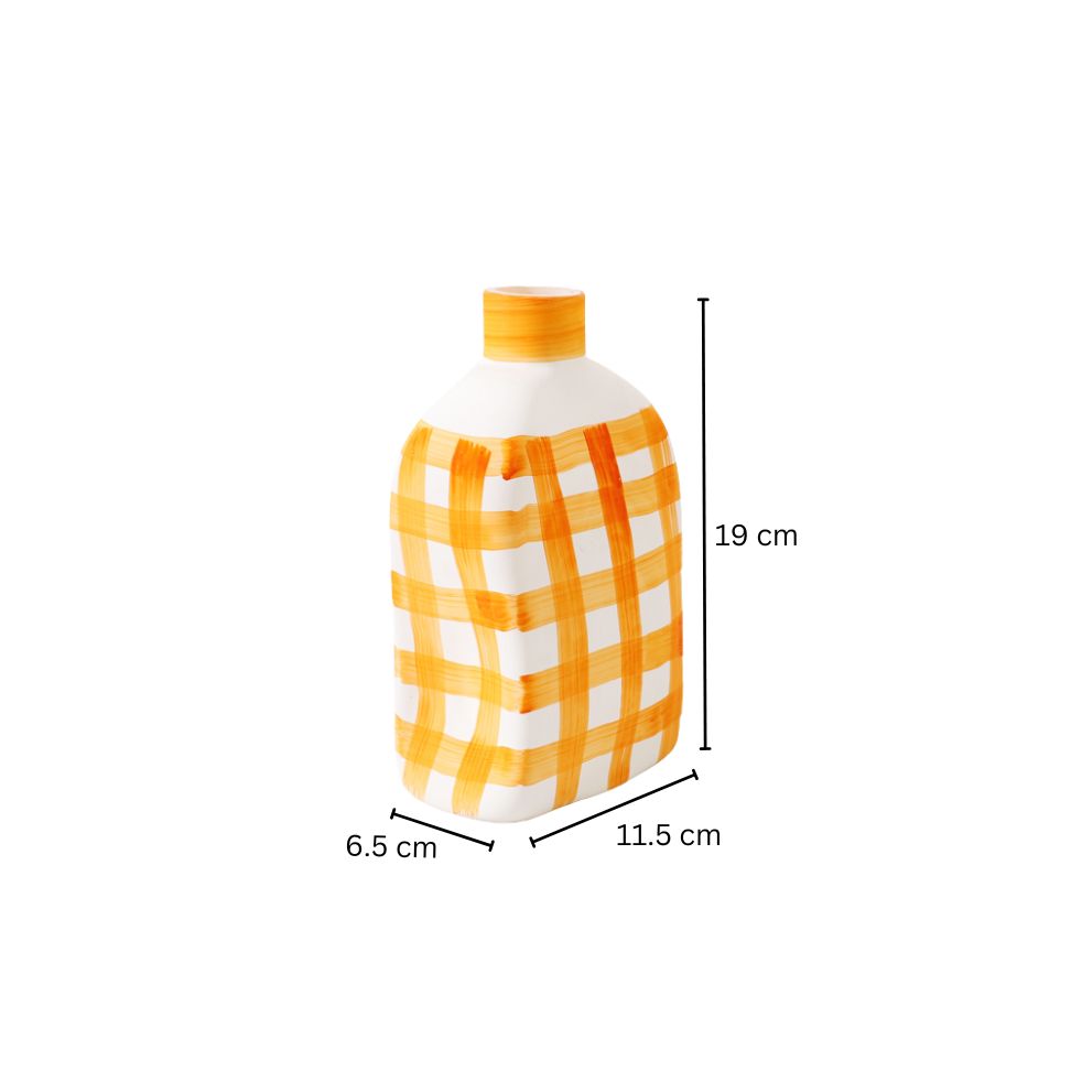 Bidon Handpainted Glass Vase Medium - Saffron White