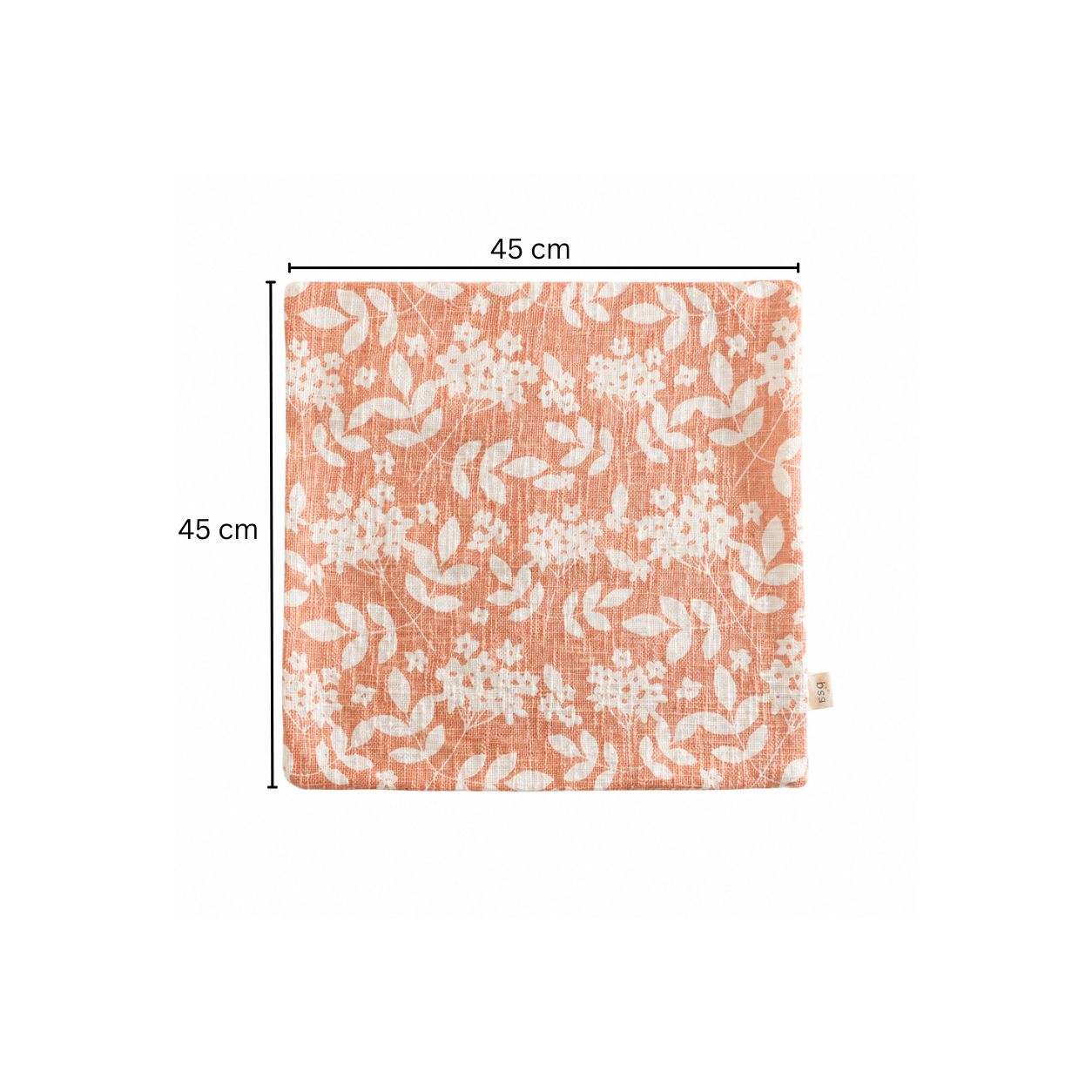 Magnolia Printed Cotton Cushion Cover 45x45cm - Peach White