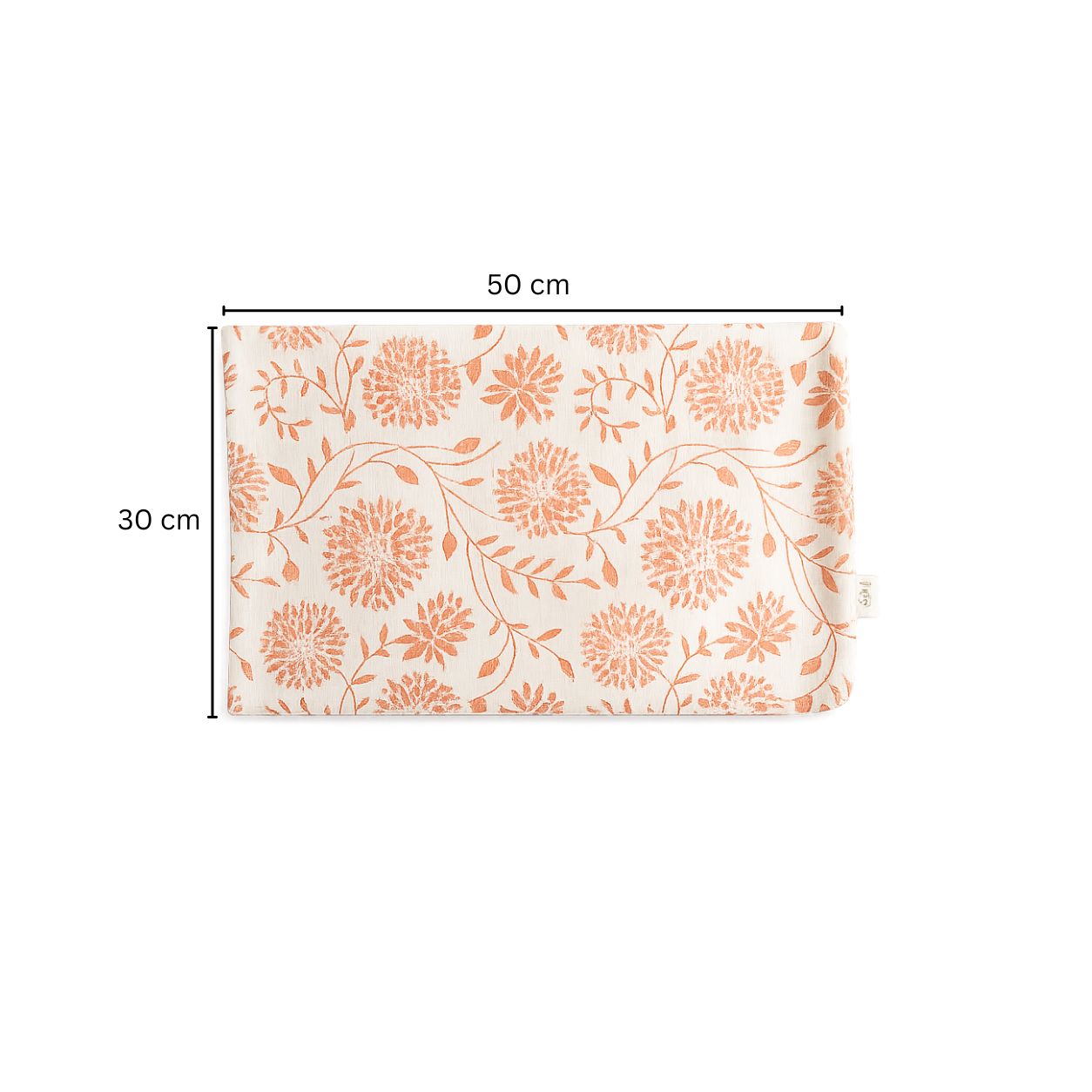 Dahlia Rectangular Printed Cotton Cushion Cover 50x30cm - Peach White
