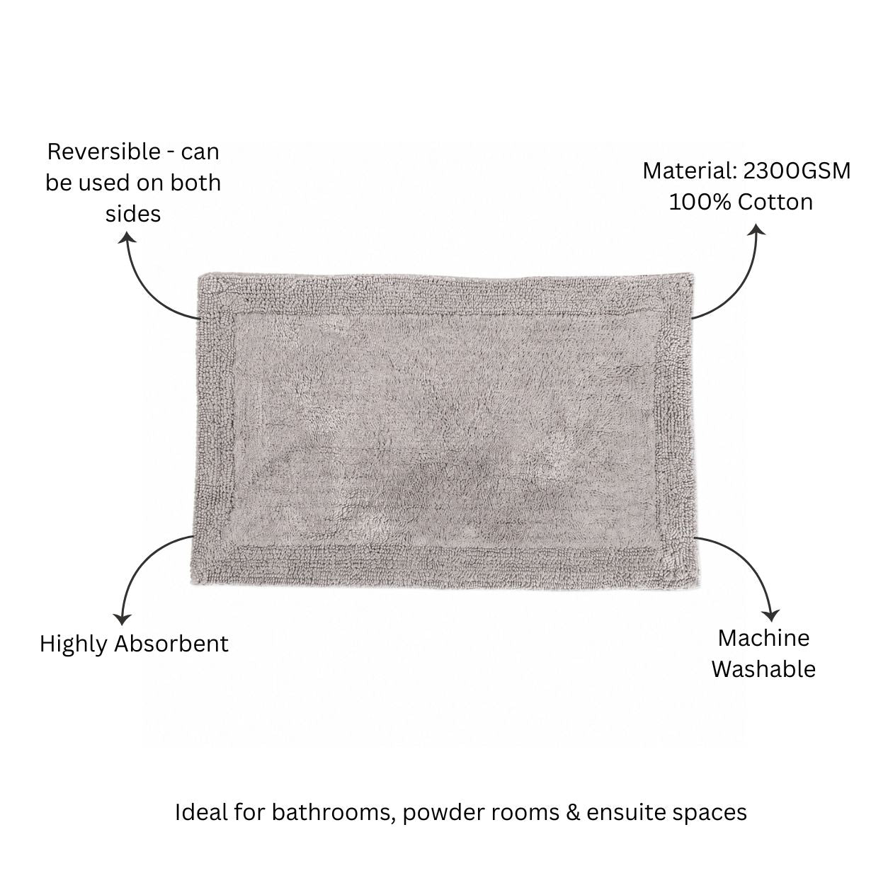 Kai Reversible Tufted Bathmat - Light Grey