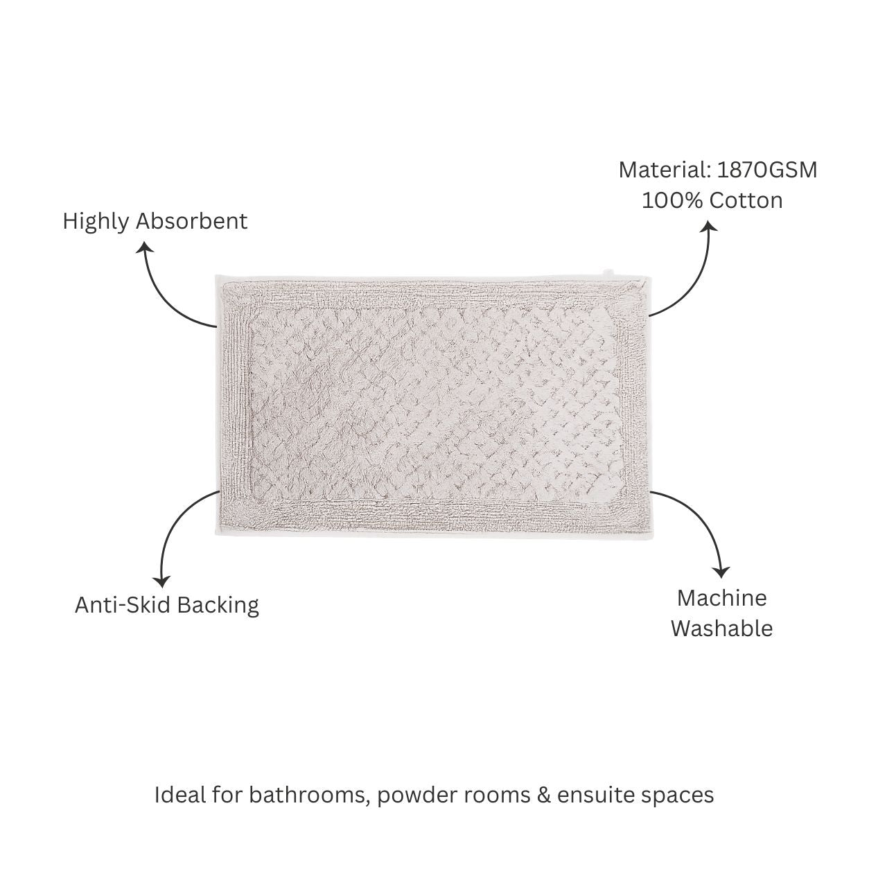 Checkered Tufted Bathmat - Light Grey