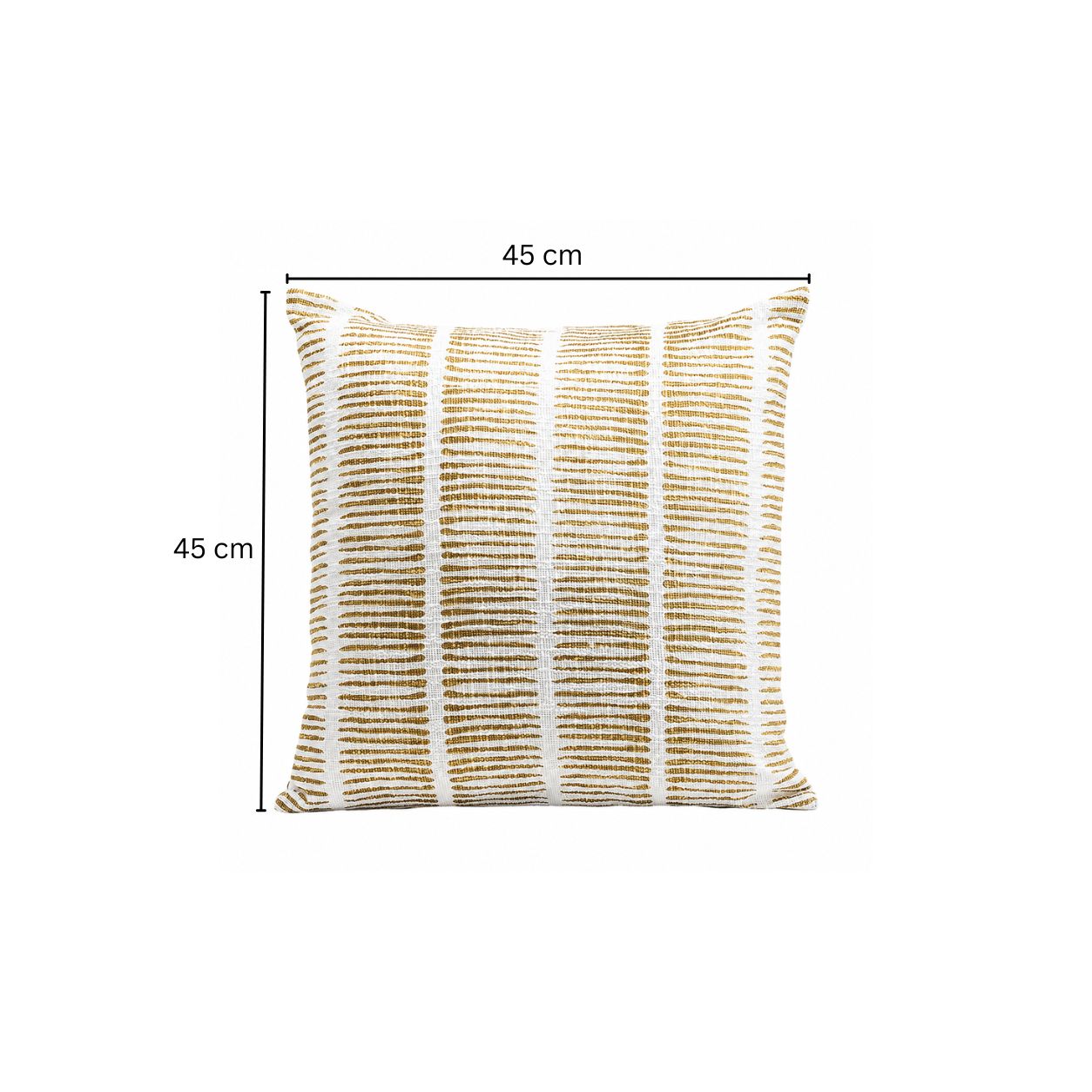 Lines Printed Cotton Cushion Cover 45x45cm - Mustard White