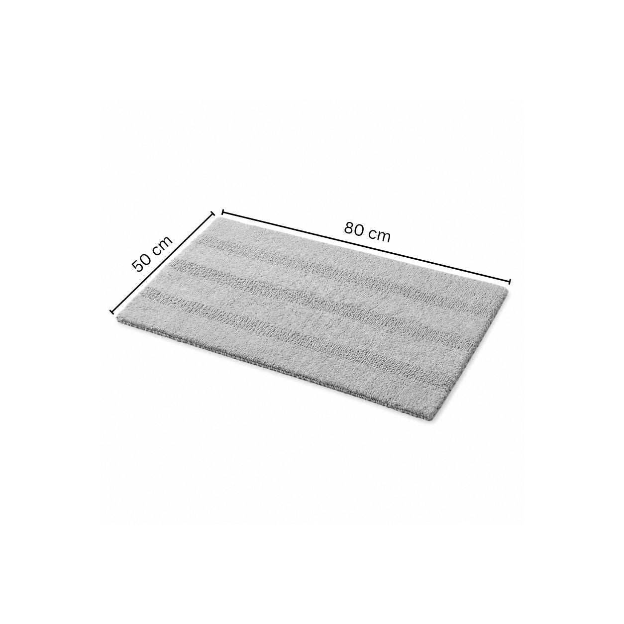 Ansa Striped Reversible Loop-Tufted Bathmat - Pebble Grey