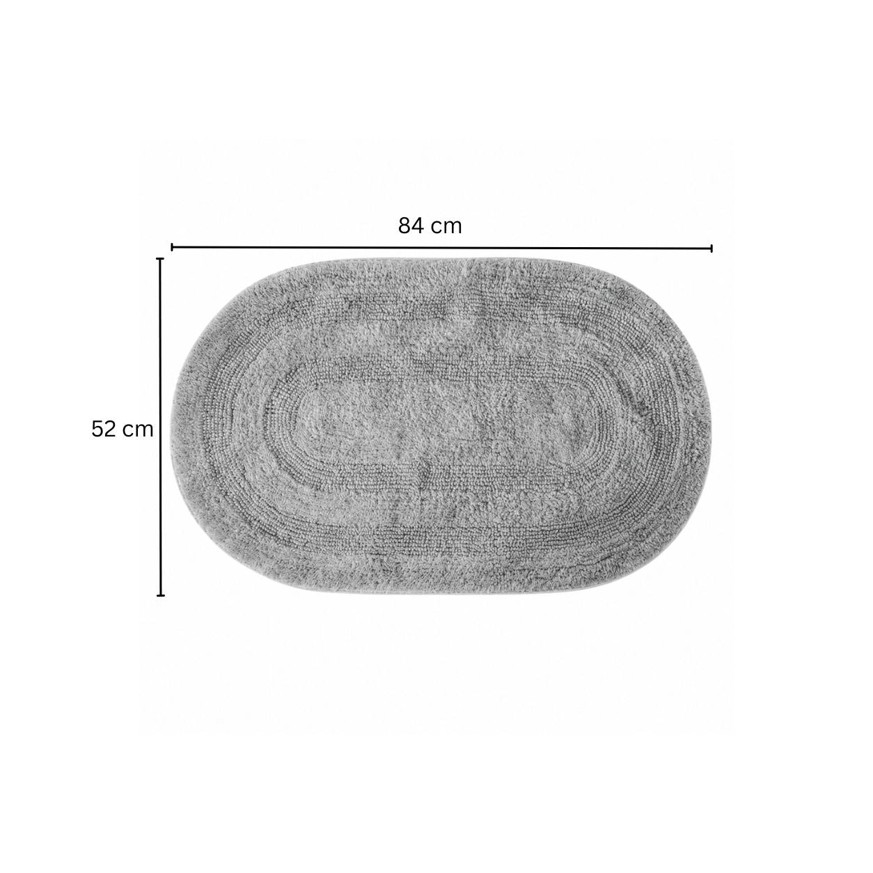 Regency Striped Oval Loop-Tufted Bathmat - Pebble Grey