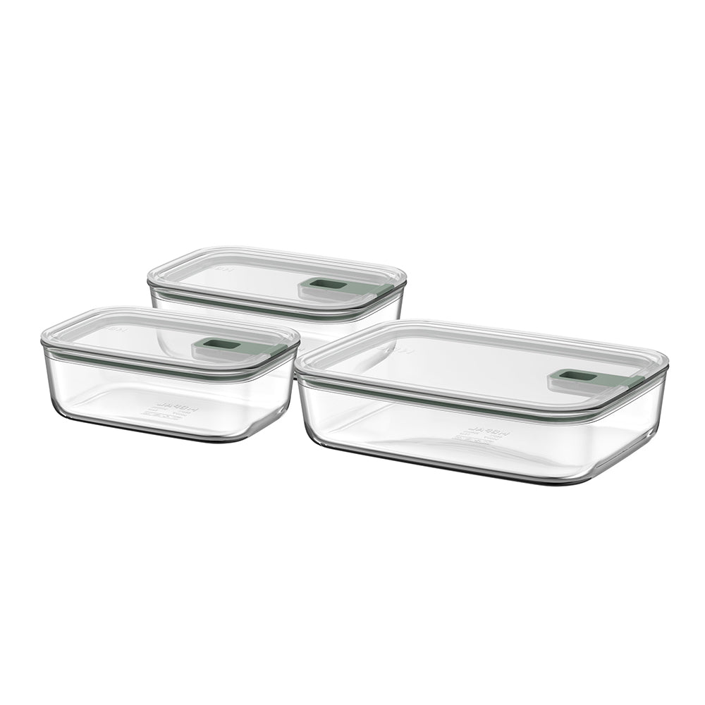 EasyClip 3-Piece Glass Storage Boxes - Nordic Sage