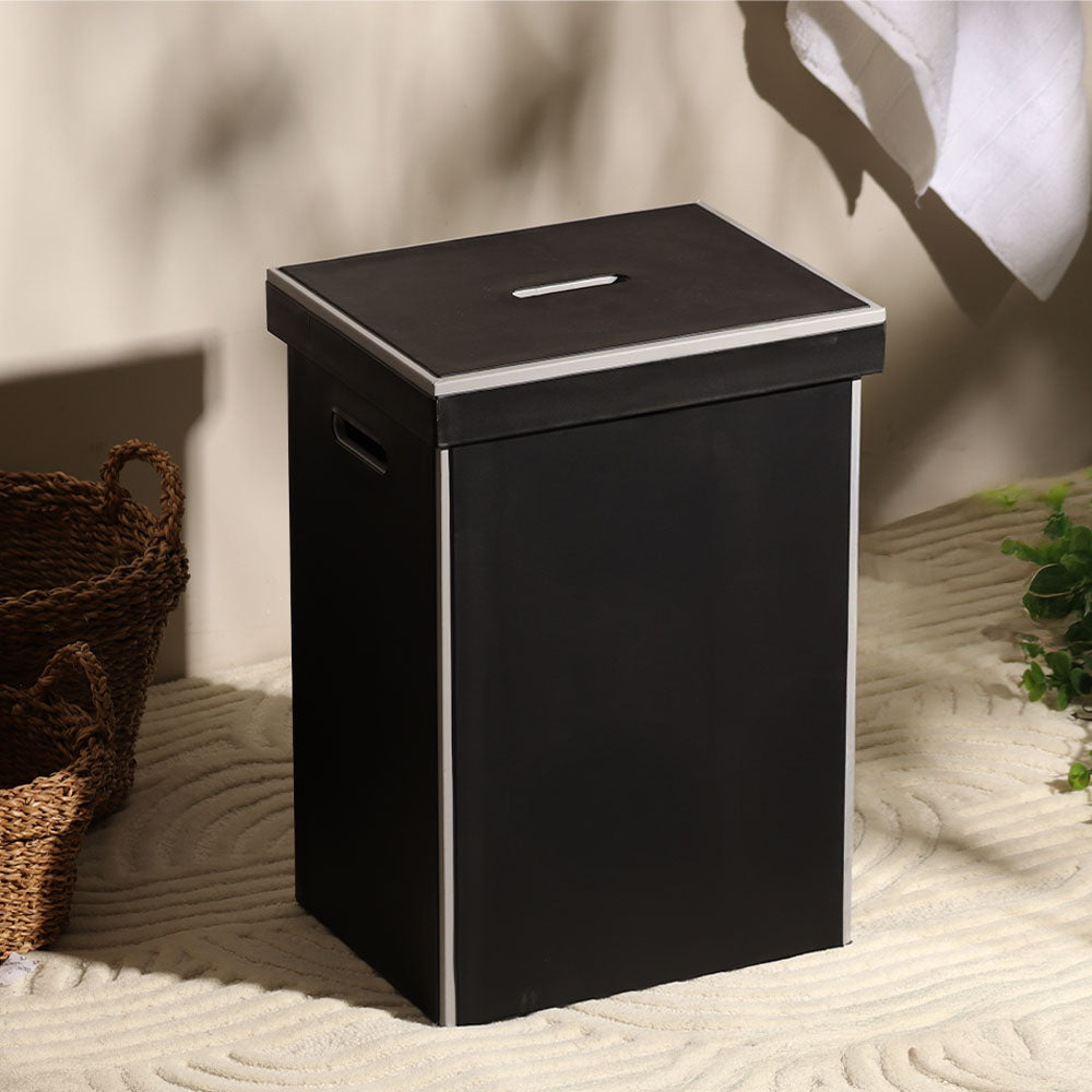 Eden Laundry Bin with Lid - Black Grey
