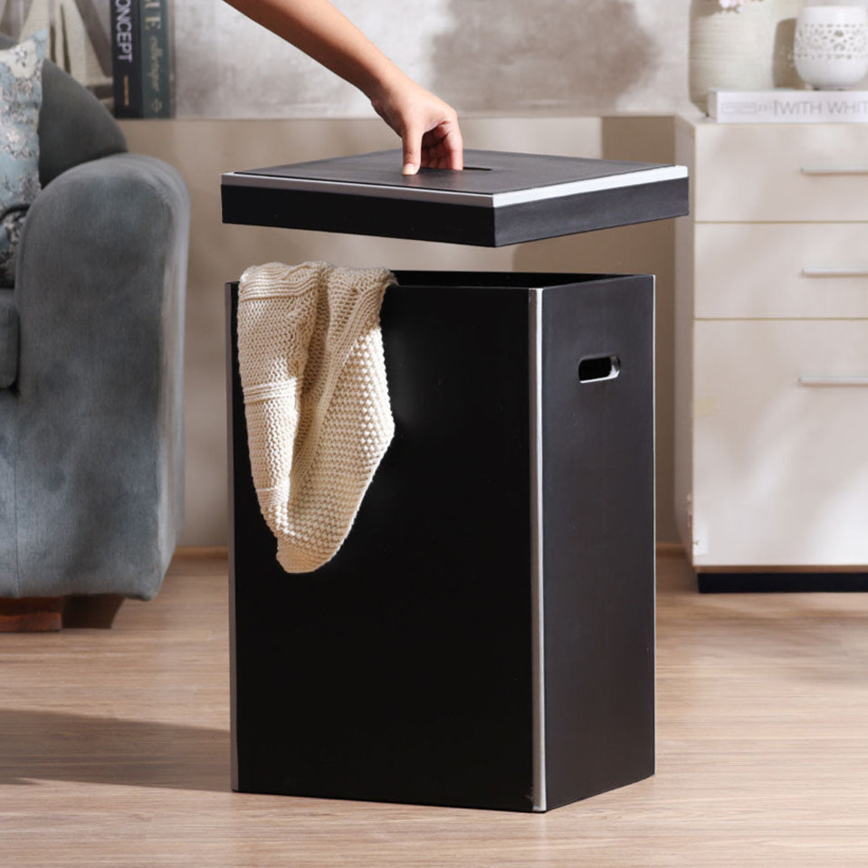 Eden Laundry Bin with Lid - Black Grey