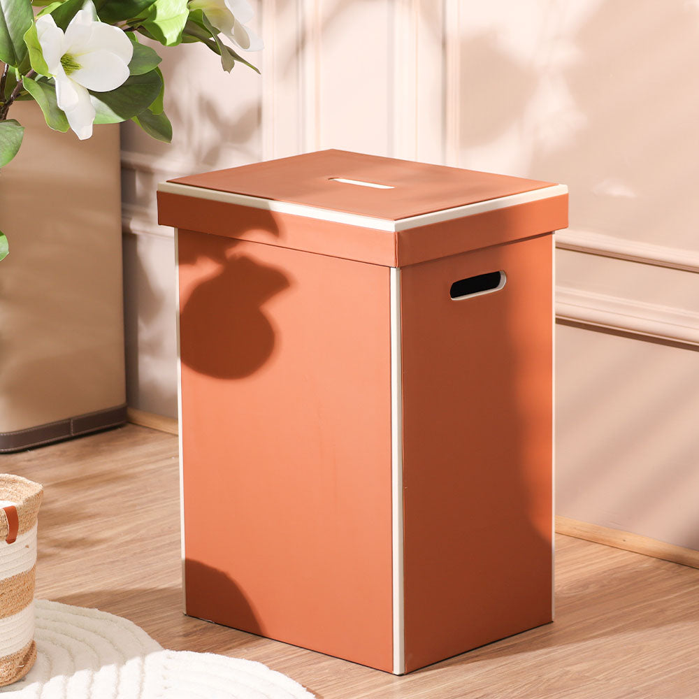 Eden Laundry Bin with Lid - Brown Cream