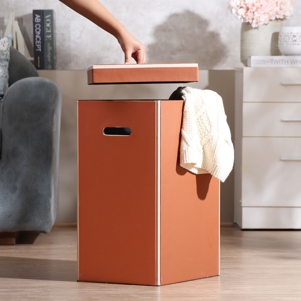 Eden Laundry Bin with Lid - Brown Cream