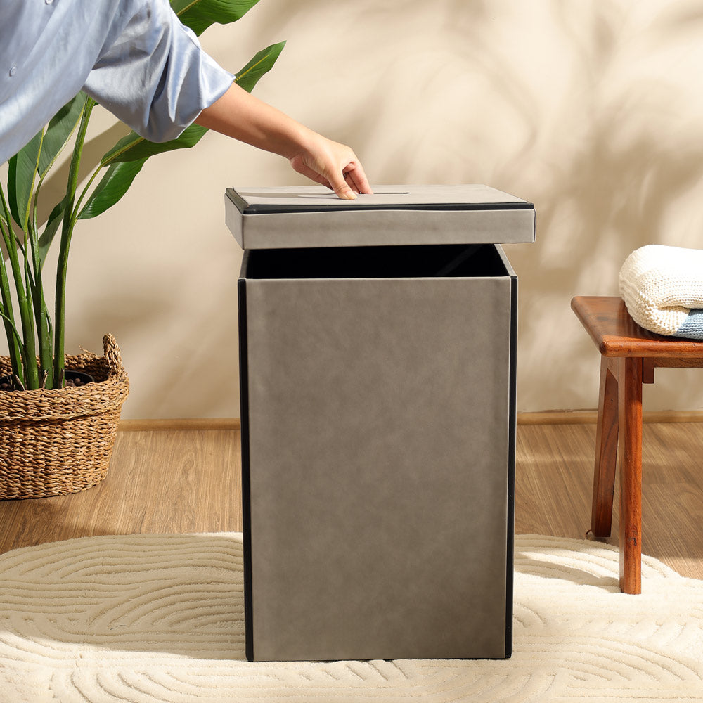 Eden Laundry Bin with Lid - Grey Black