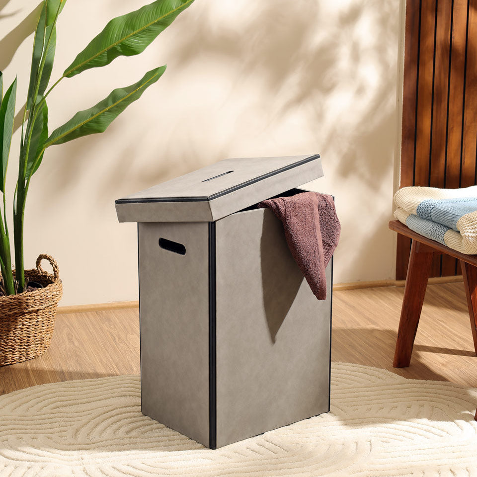 Eden Laundry Bin with Lid - Grey Black