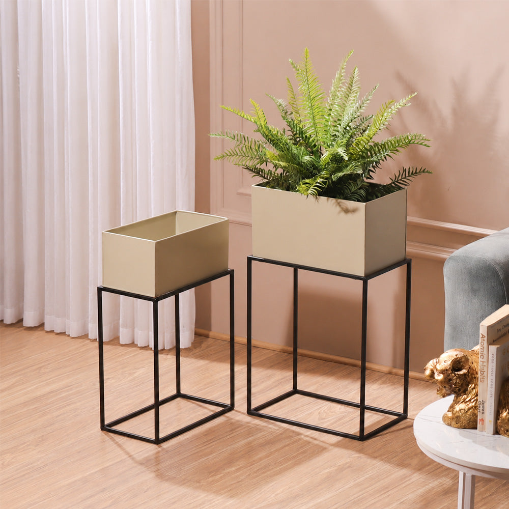 rectangular indoor planter with stand ESQ Living Eden Rectangular Planters with Stands, Set of 2