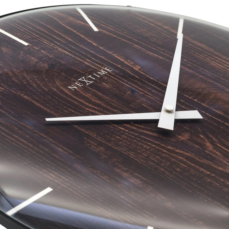 Edge Wood Dome Wall Clock 35cm - Brown