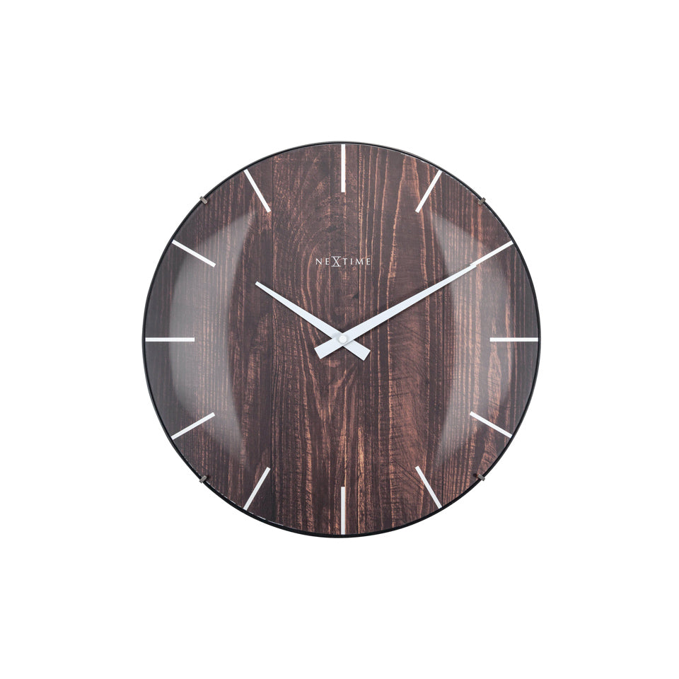 Edge Wood Dome Wall Clock 35cm - Brown